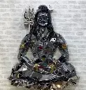 Lord shiva 3D glass wall mounted